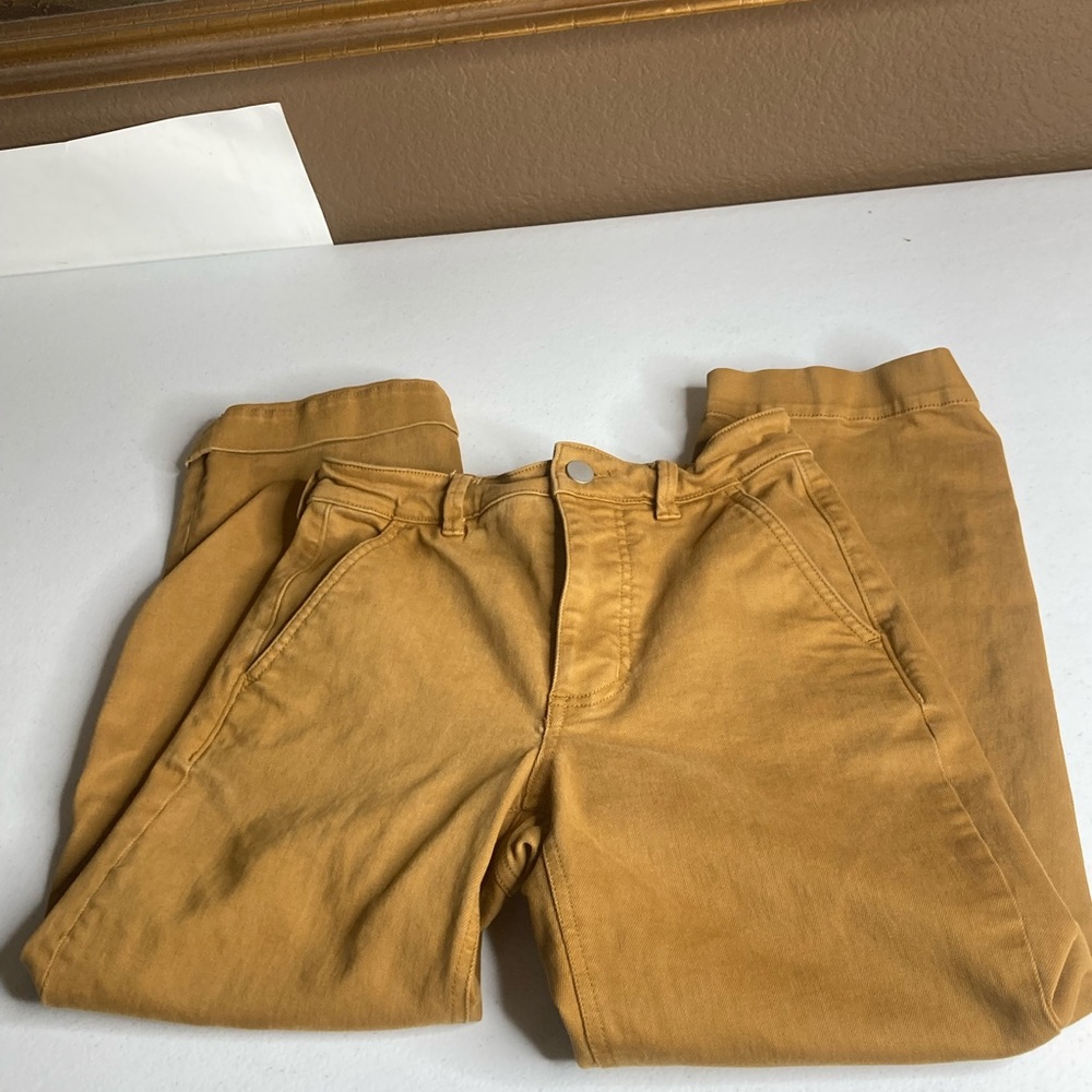 Everlane Cropped Straight Regular Gold Pants Sz 0